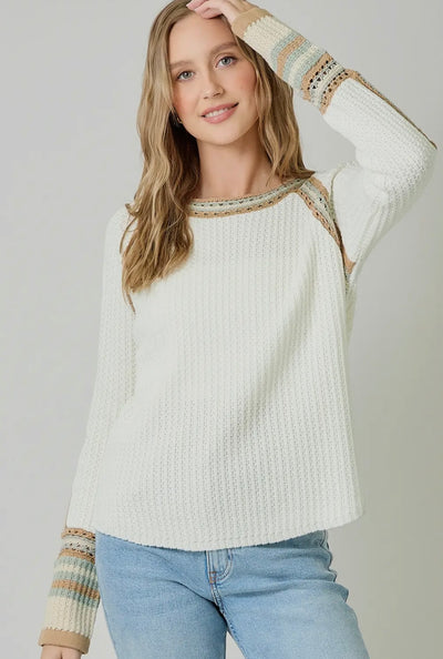 Raglan Sleeve Trim Detail Sweater