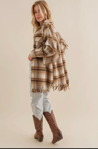 Abilene Plaid Fringe Jacket