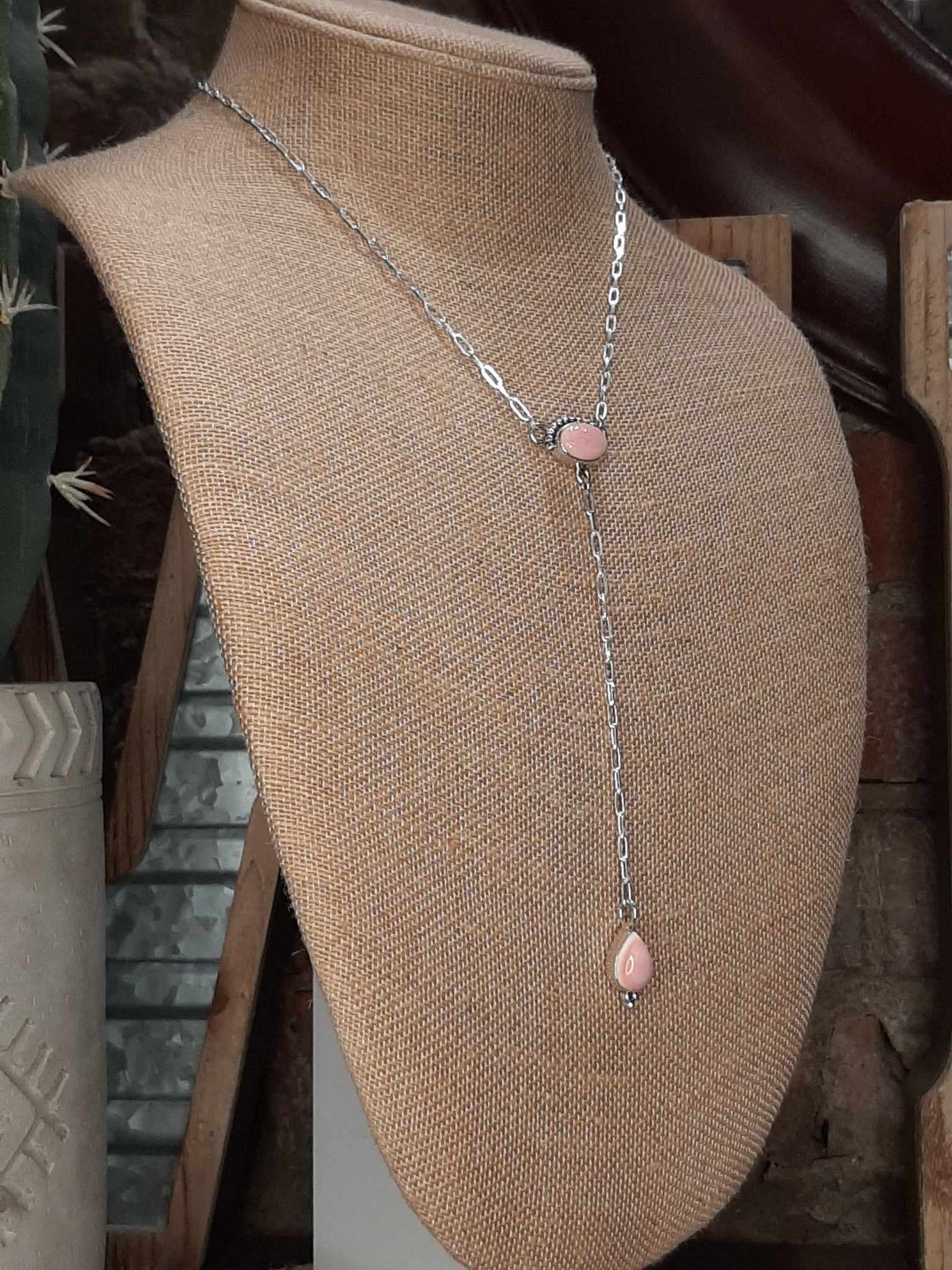 Navajo Queen Pink Concho/Sterling Silver Lariat