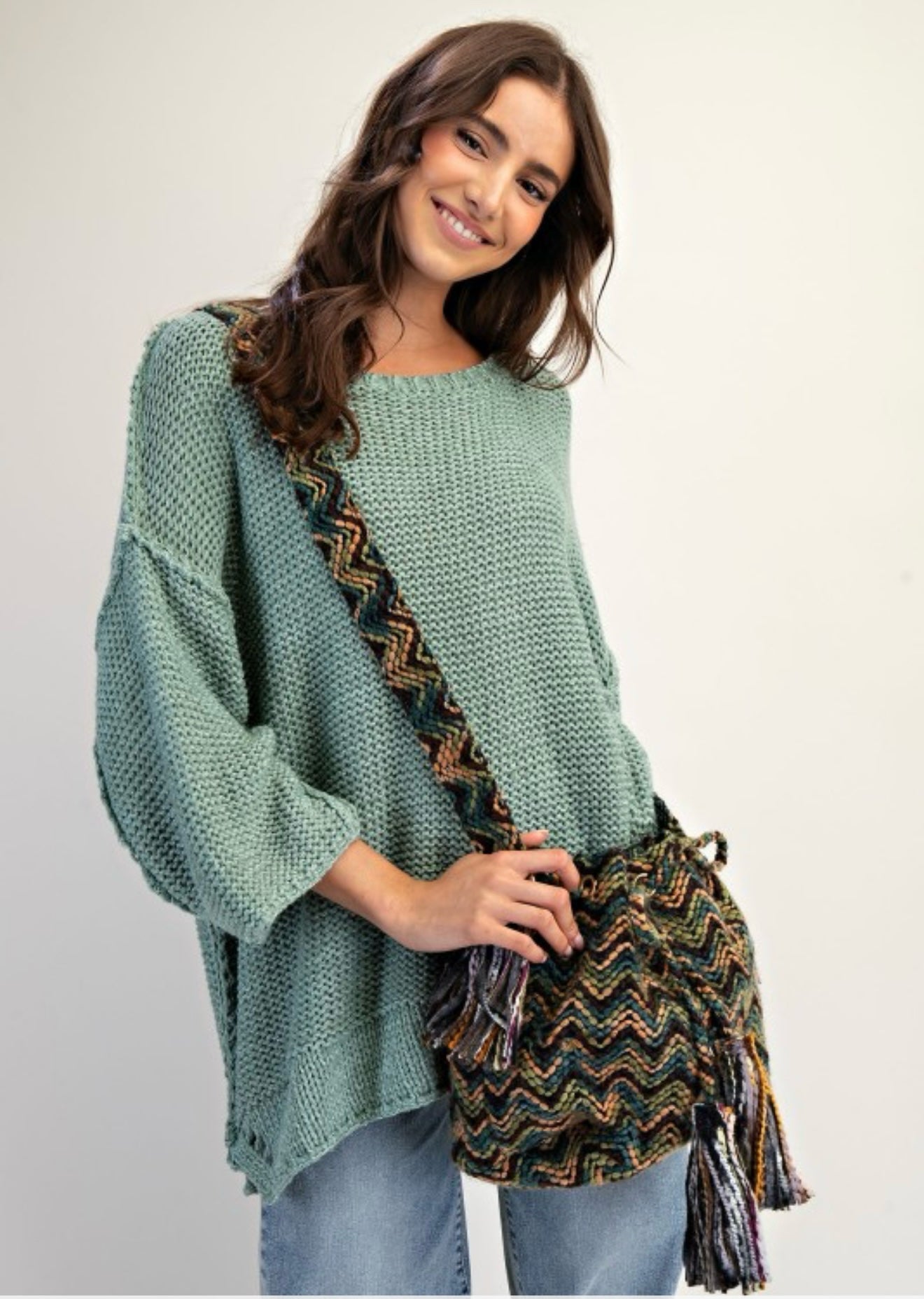 Boxy 3/4 Sleeve Sweater