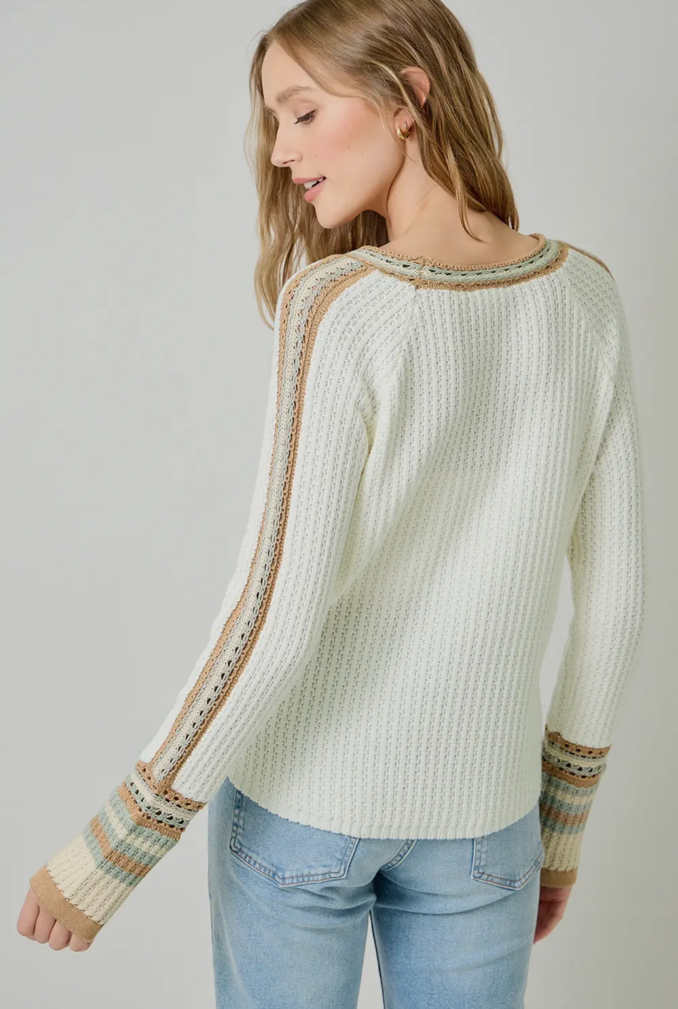 Raglan Sleeve Trim Detail Sweater