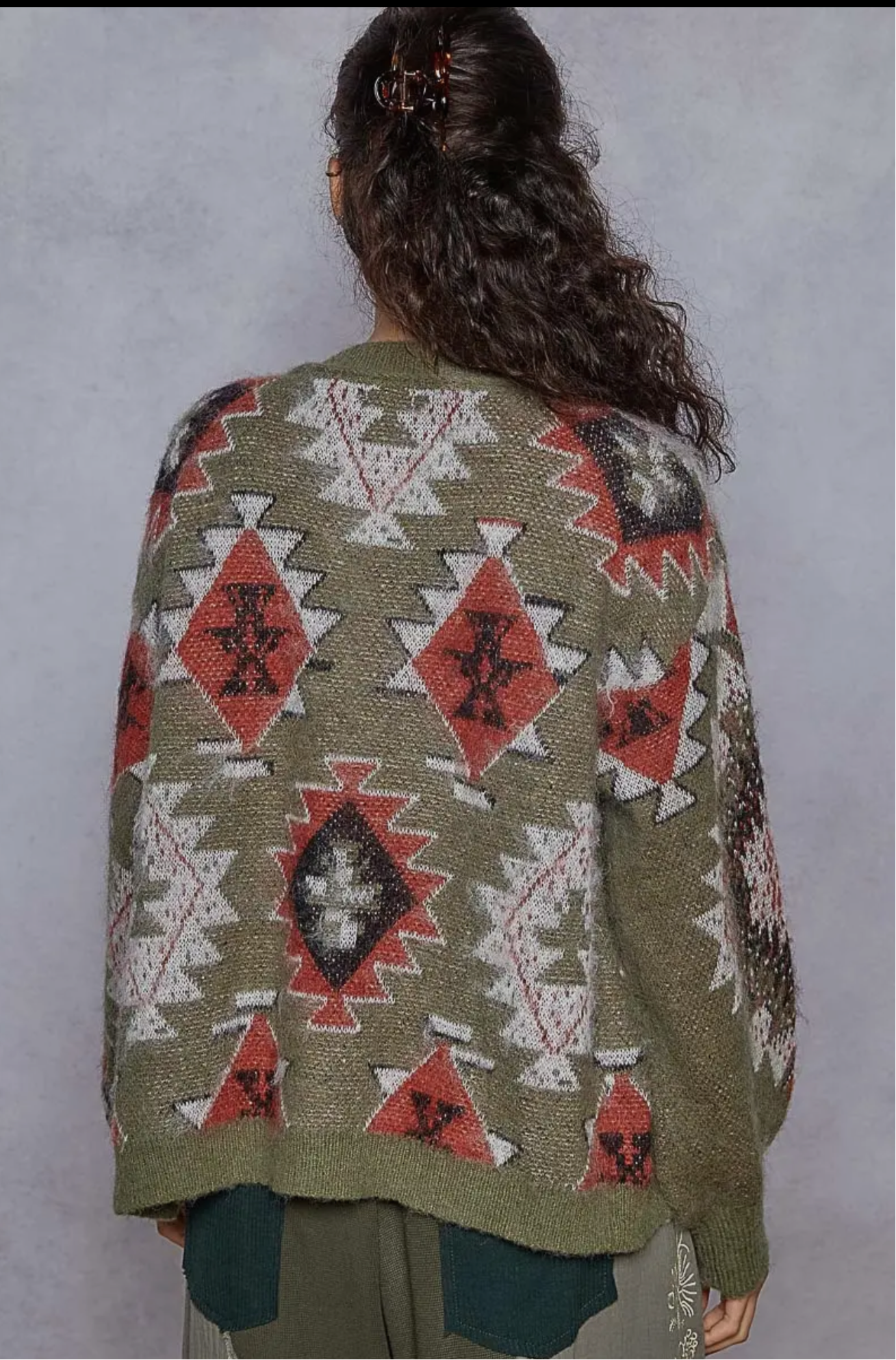 AZTEC BUTTON SWEATER CARDI