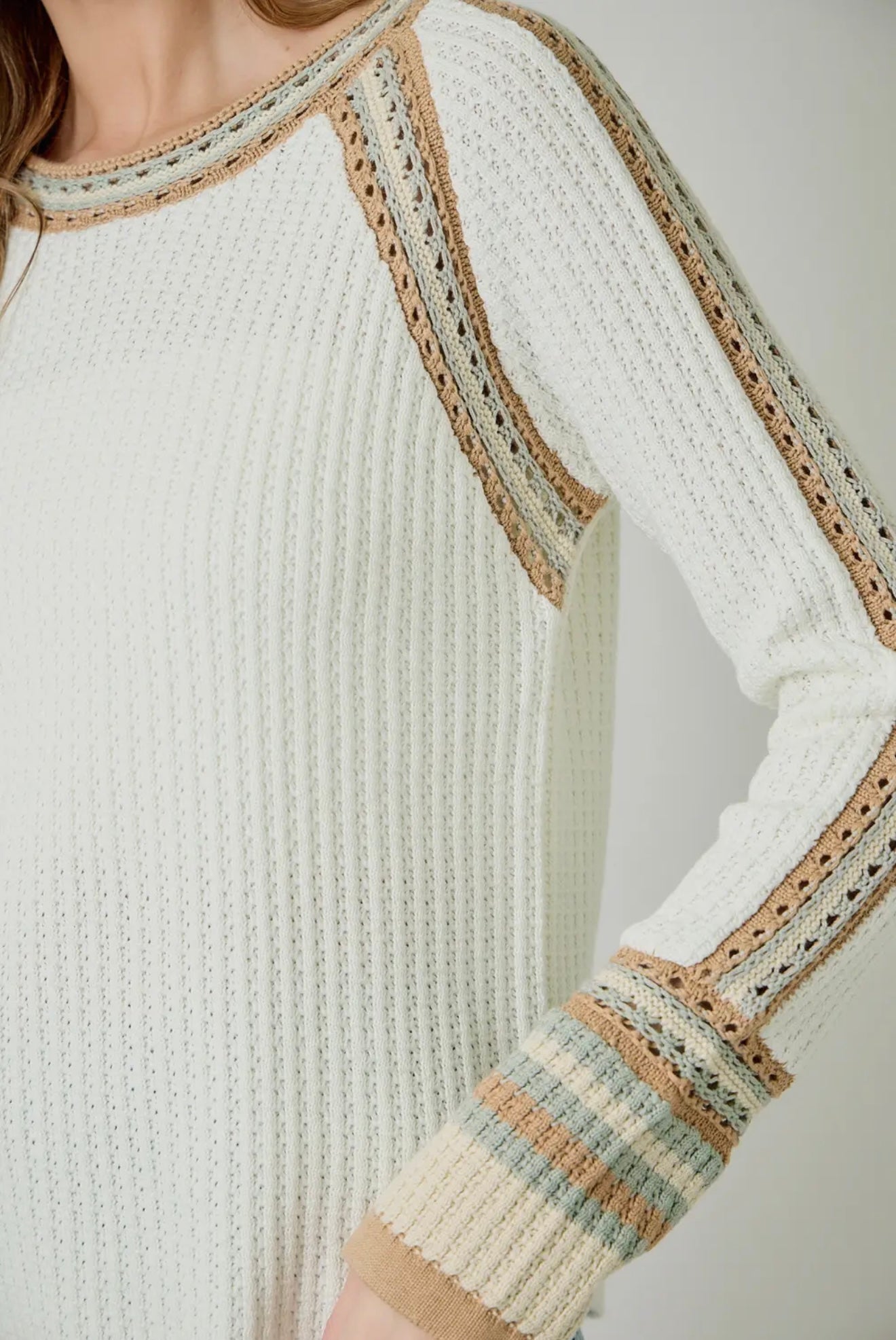 Raglan Sleeve Trim Detail Sweater