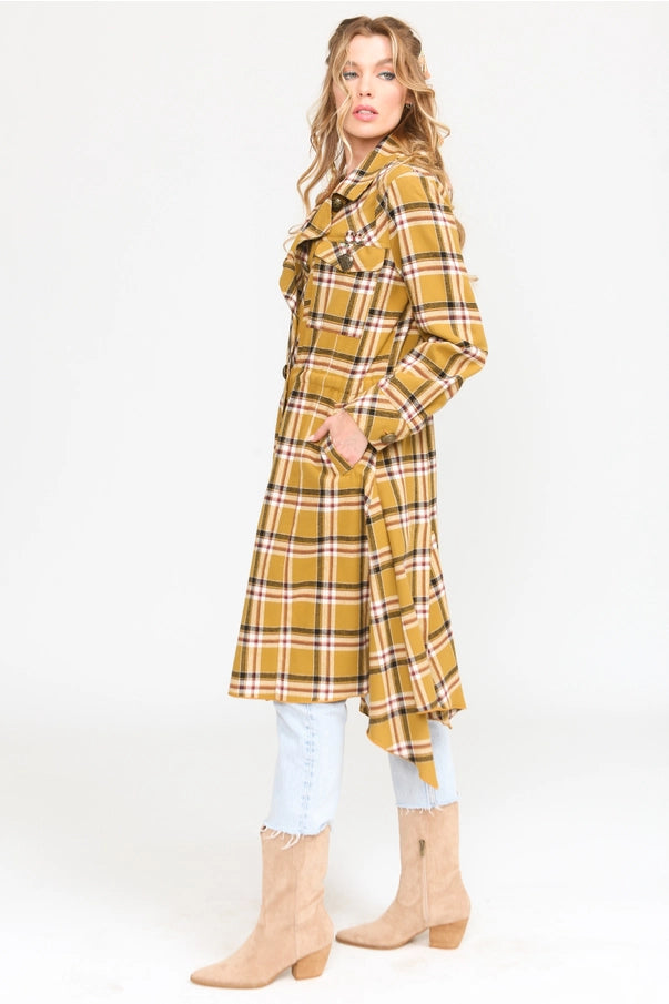 Sweet November Plaid Trench Coat