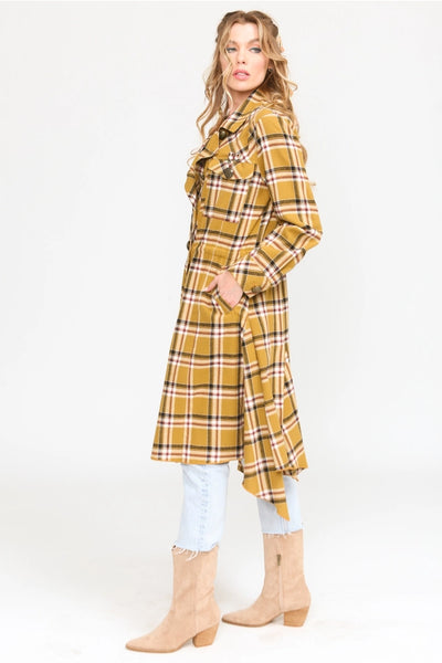 Sweet November Plaid Trench Coat