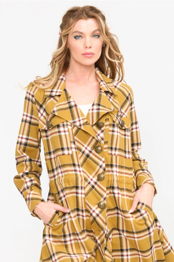 Sweet November Plaid Trench Coat