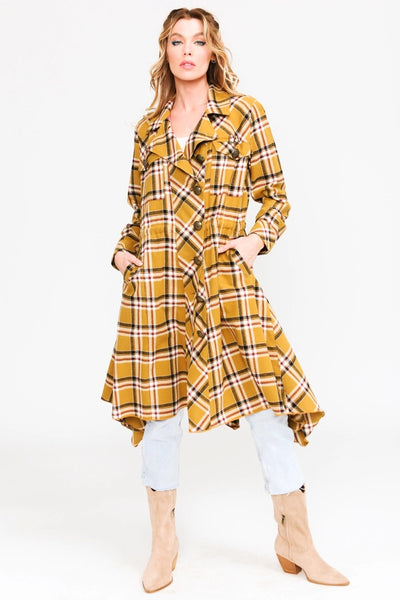 Sweet November Plaid Trench Coat
