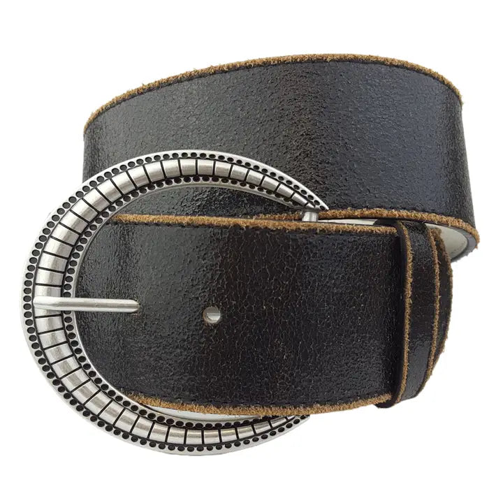 Wide Vintage Distressed Leather Belt