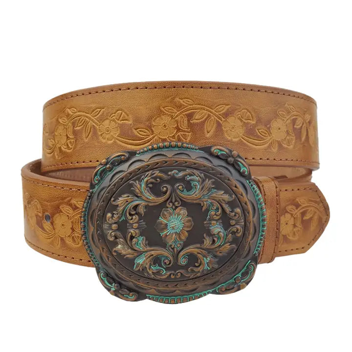Vintage Patina Brass Buckle Belt