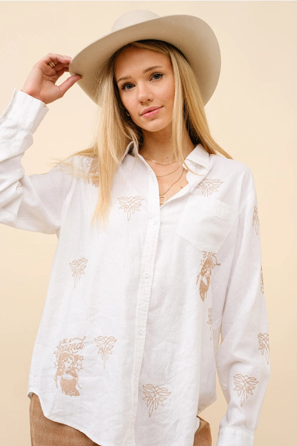 Be a Legend Embroidered Blouse