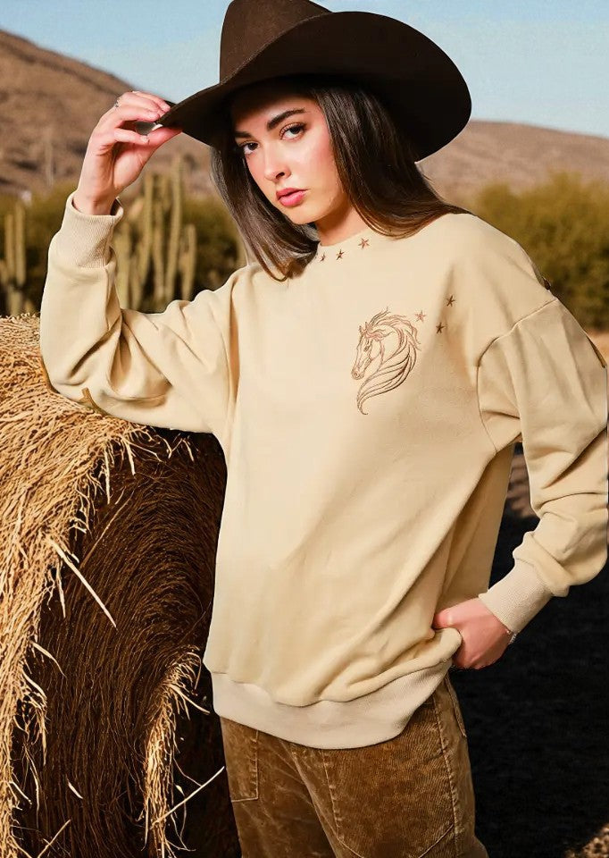 Giddy Up Embroidered Sweat Shirt