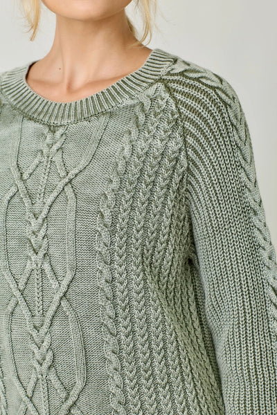 Washed Cable Knit Sweater