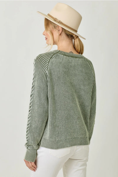 Washed Cable Knit Sweater