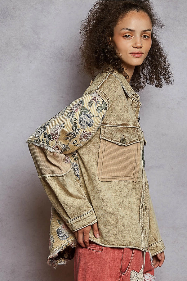 FRENCH TERRY FLORAL JACKET