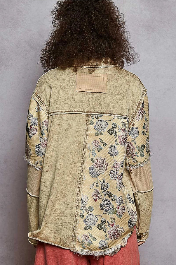 FRENCH TERRY FLORAL JACKET
