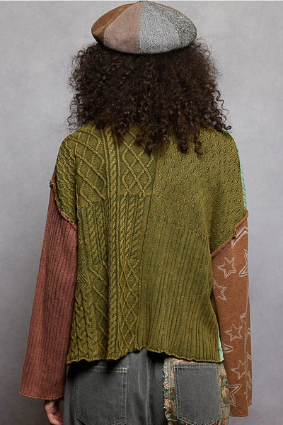 STAR PATTERN RAW EDGE FRENCH TERRY CARDI