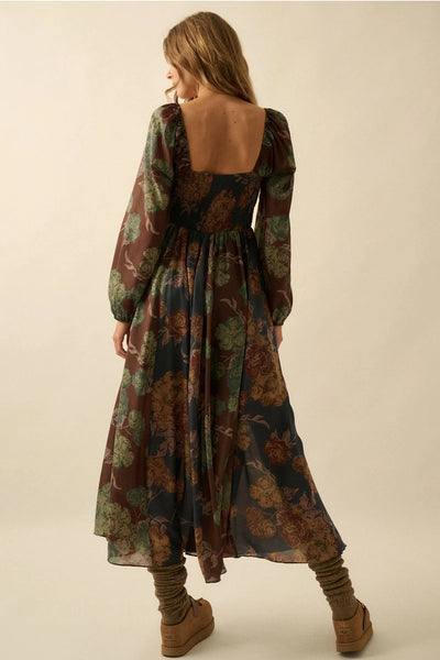 Floral Smocked Sweetheart Peasant Dress