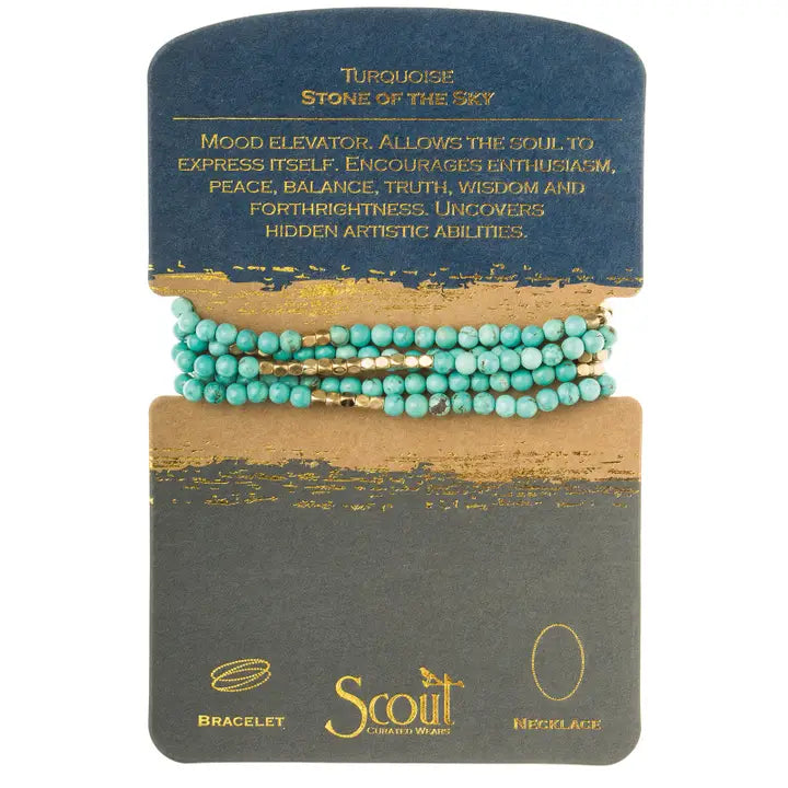 Turquoise/Gold Bracelet/Necklace Stone Wrap