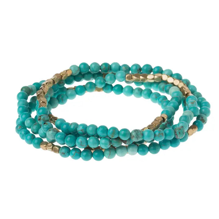 Turquoise/Gold Bracelet/Necklace Stone Wrap