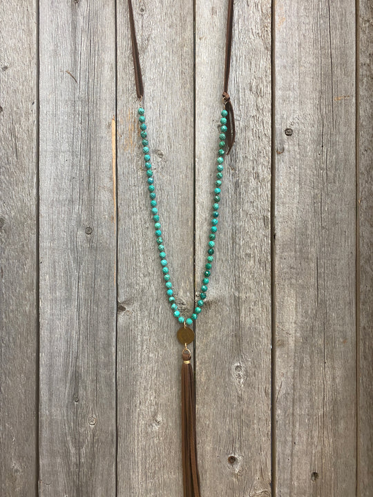 J Forks Faceted Turquoise w/Buffalo Nickel Necklace